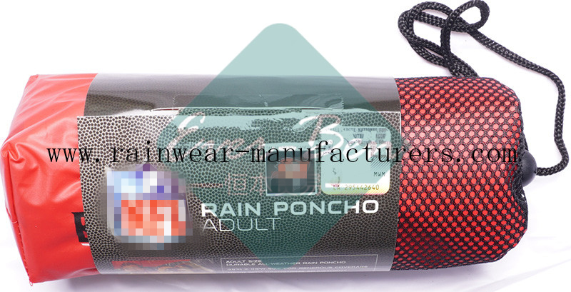 NFTB red EVA oversized rain poncho drawing cord pouch